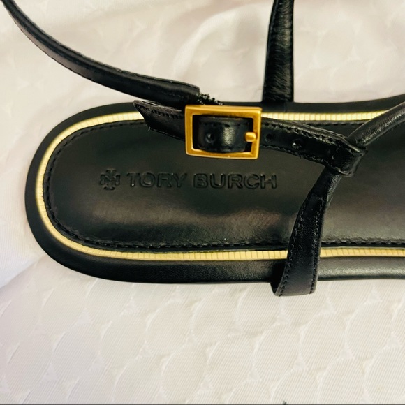 Tory Burch- Emmy Flat Sandal in Perfect Black Calf Leather, size 8.5 - Picture 6 of 11